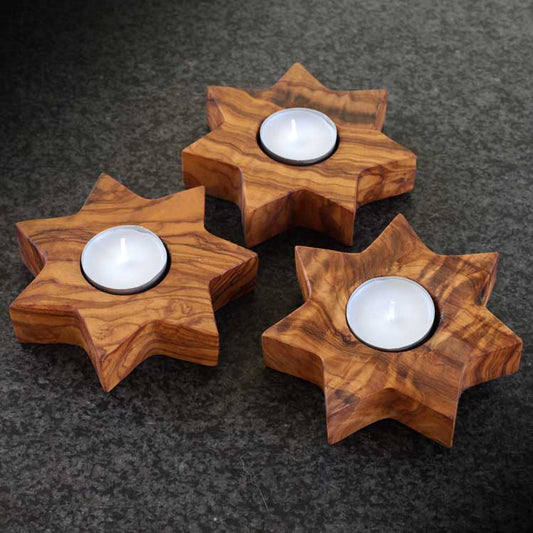 Olive wood Candle Holder shape of Heart – Set of 2 Handmade Heart shaped  Candle holder 4in. - iHolyLandCrafts