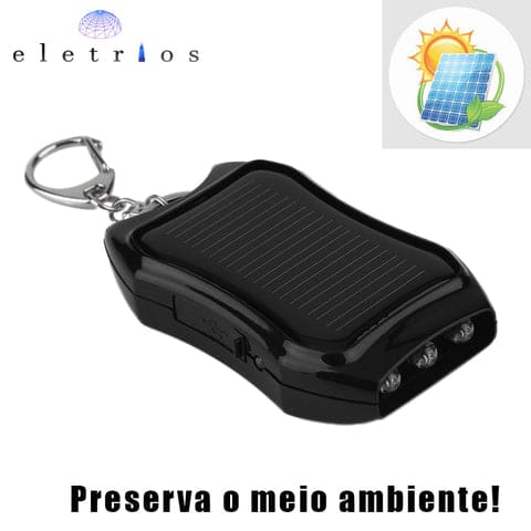 Solar Turbo Bank (Chaveiro Carregador Solar/Lanterna/PowerBank) + Cabo USB de Brinde