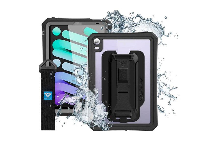 TERMAPEST ARMOR-X iPad mini 6 IP68 Waterproof, Shock & Dust Proof Rugged Case with Hand Strap and Kickstand Supports Apple Pencil Wireless Charging.