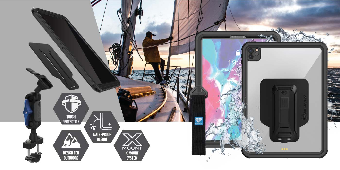 iPad waterproof cases. IP68 iPad water proof case and mount for boat and sailing. Best design for Shower, hot tub and bath with stand , strap and mounting