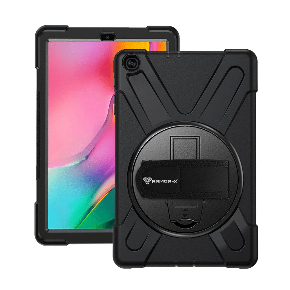  Samsung Galaxy Tab A 10.1 Case 2019  Herize SM-T510/T515  Shockproof Rugged Protective Case Cover with Built-in Screen Protector, 360  Stand,Hand Strap& Shoulder Strap for Galaxy Tab A 10.1 Inch-Black 
