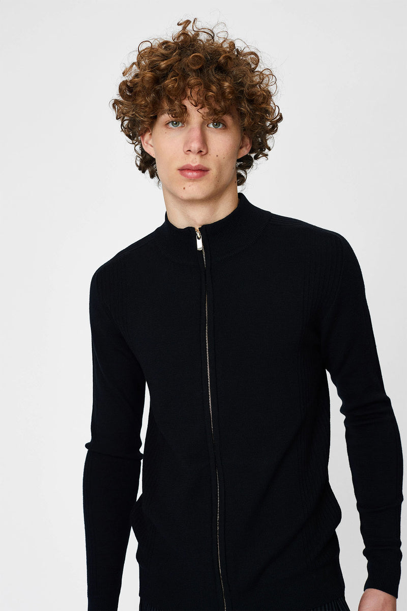 Jacket with high collar and zipper for men