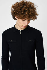 Jacket with classic collar, patch pockets and zipper closure