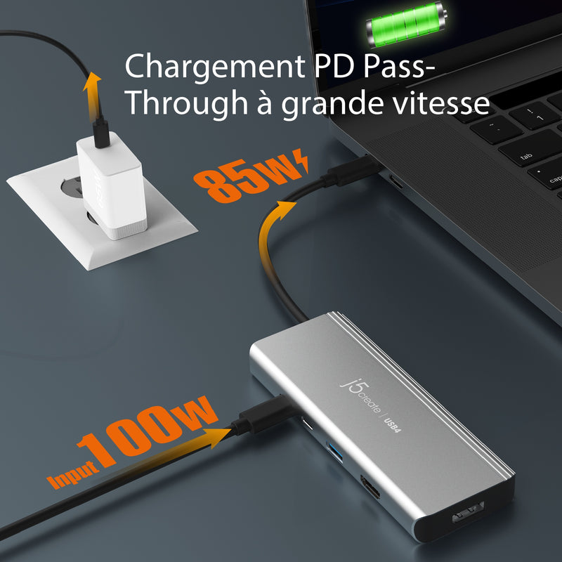 j5create JCD401 HUB Multi-Ports USB4™ Double 4K, Argent