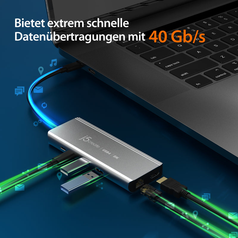 8K-USB4®-Hub mit mehreren Anschlüssen