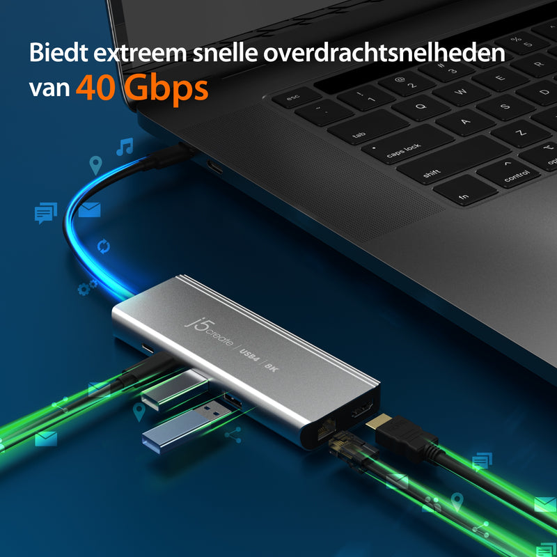 USB4® 8K-hub met meerdere poorten