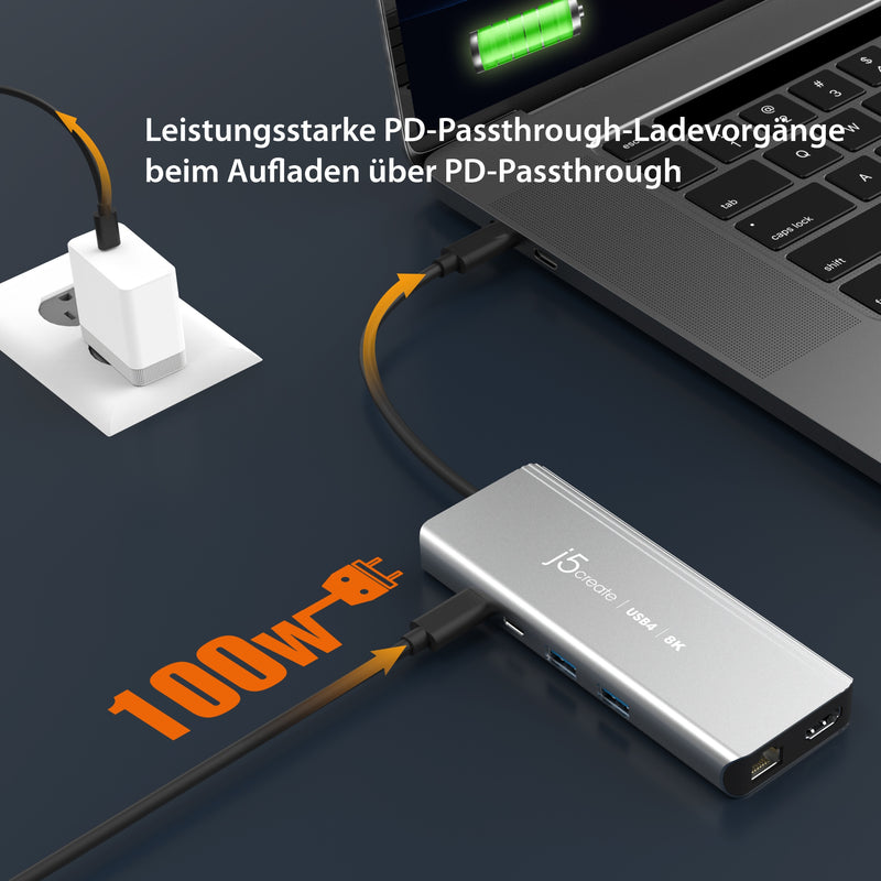 8K-USB4®-Hub mit mehreren Anschlüssen