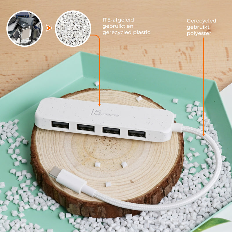 Eco-vriendelijke USB-C ® tot 4-Port Type-A Gen 2 Hub