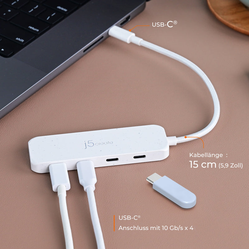 Eco-Friendly USB-C ® to 4-Port Type-C Gen 2 Hub