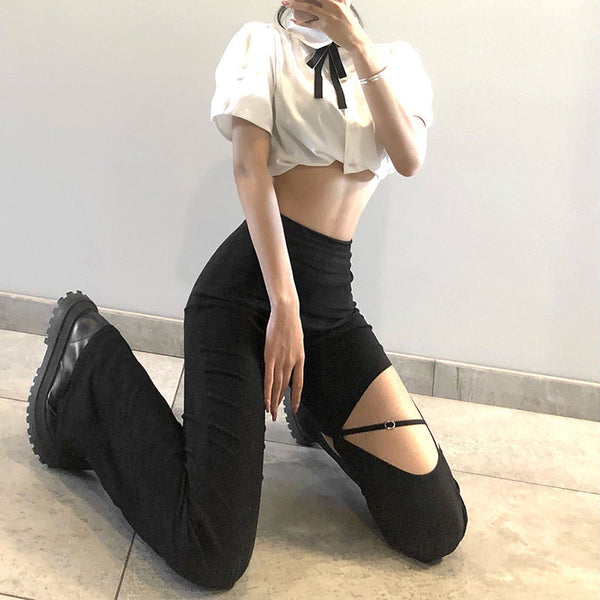 High Waist Sexy Hollow Casual Flared Pants