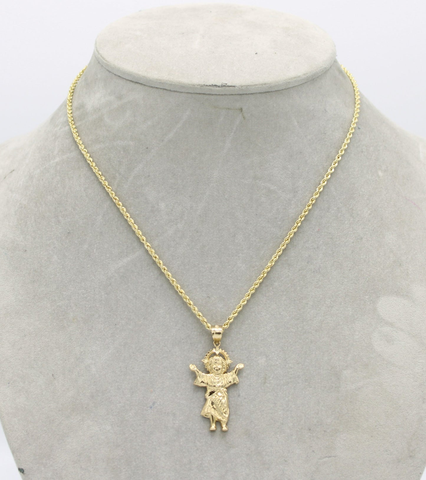 14K Divino Niño Pendant with Rope Chain Yellow Gold – Alex Diamond Jewelry