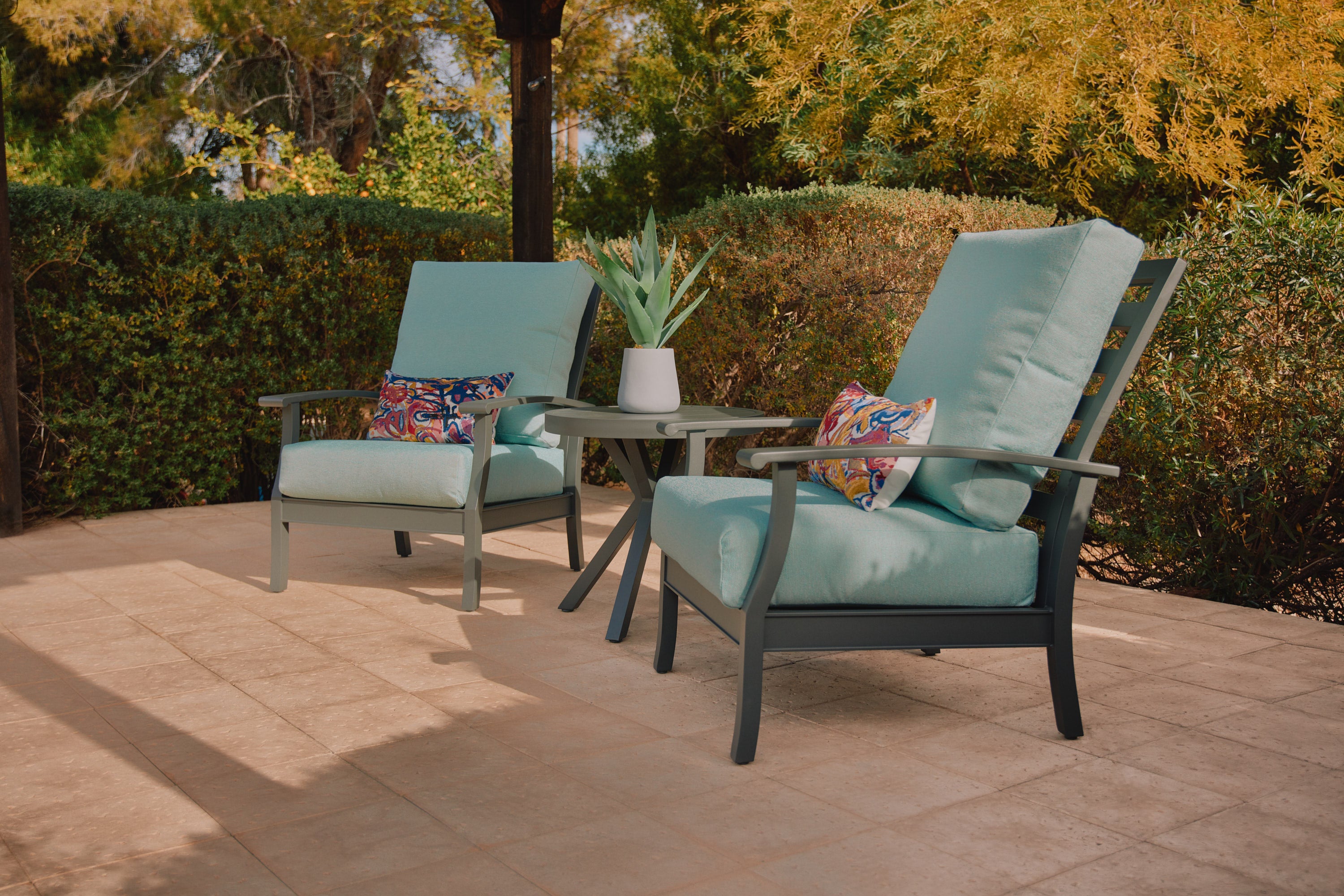 Rockport Club Chairs With Spa Cushions on Patio