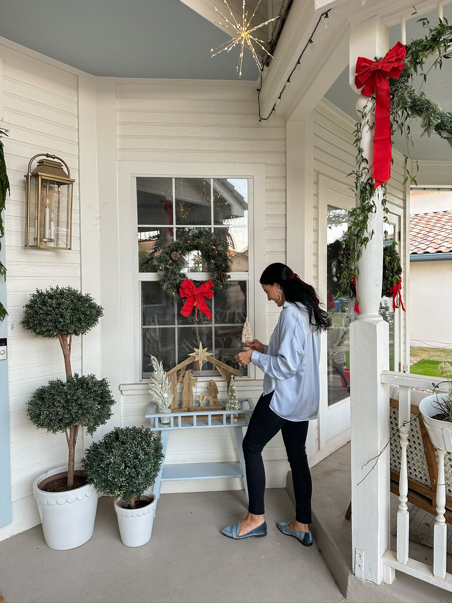 Adding a Nativity Scene to a Porch for Christmas