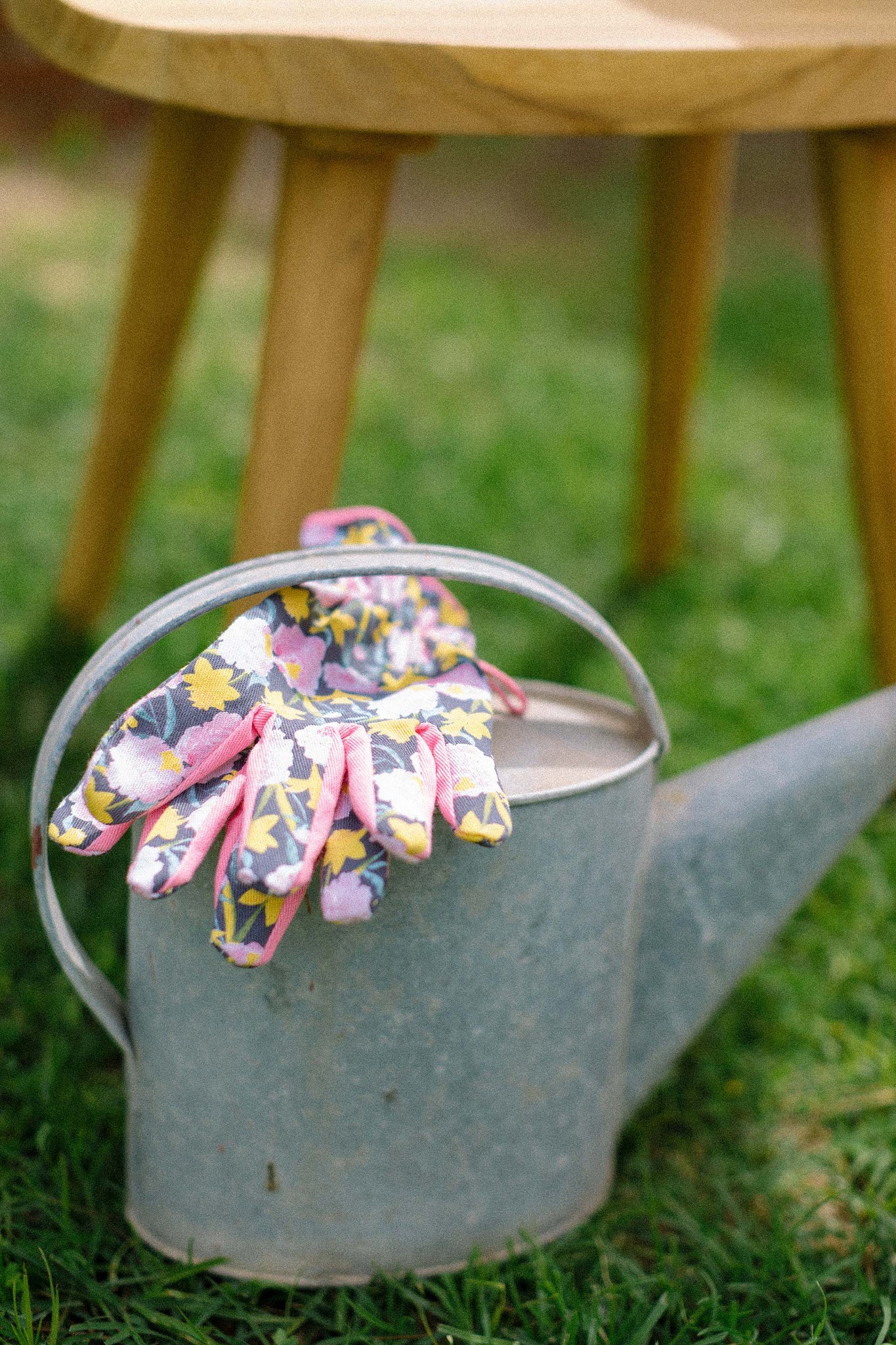 Dianas Watering Can With Gardening Gloves