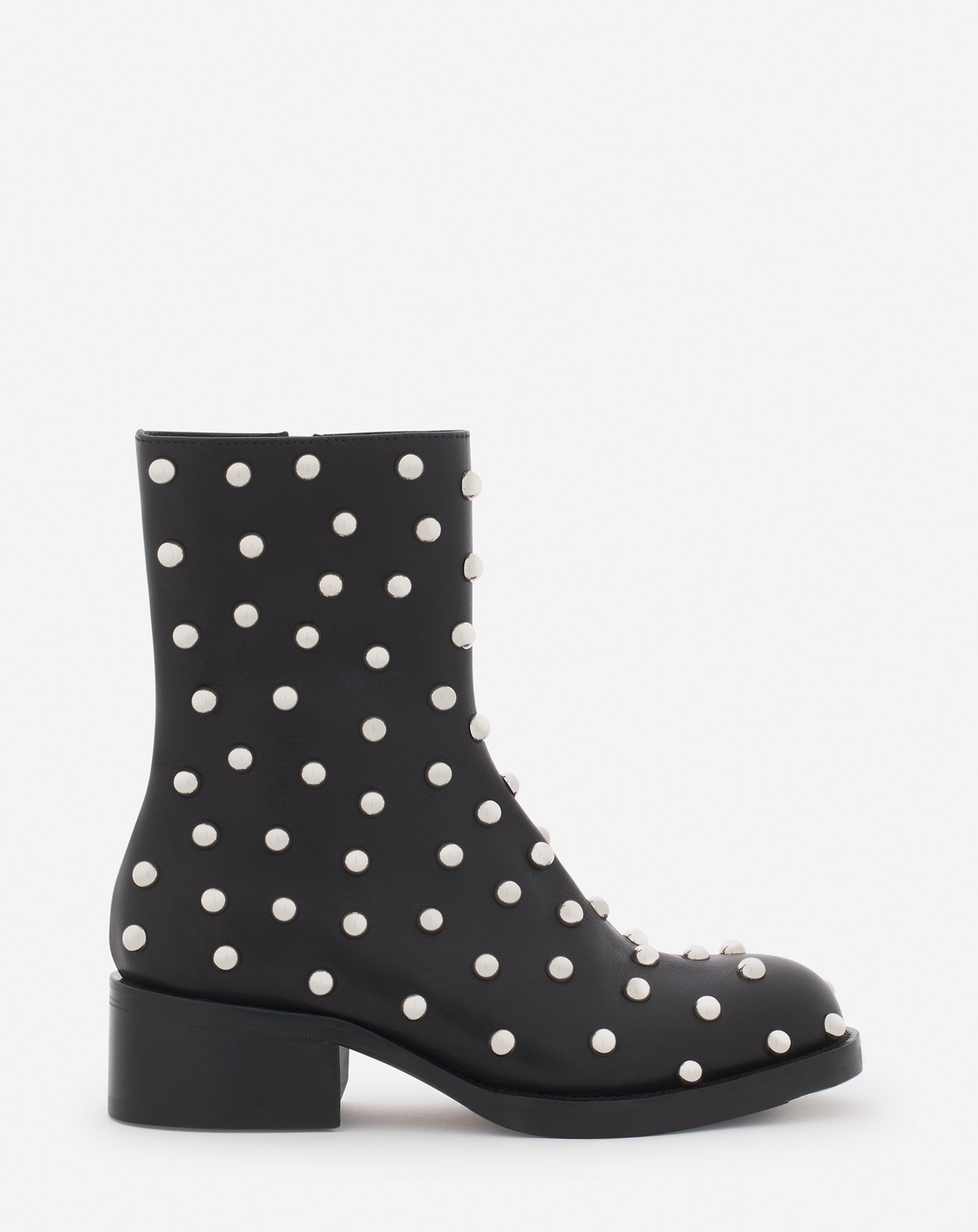 Lanvin Medley Studded Leather Ankle Boots For Female In Black/silver