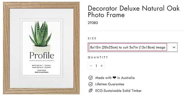 Picture Frame Dimensions