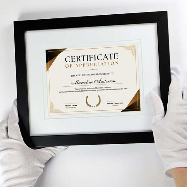 Cleaning certificate frame