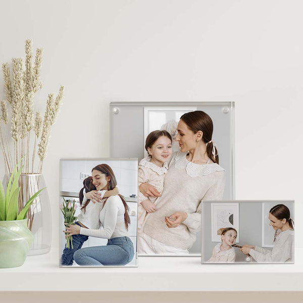 Display of acrylic photo blocks