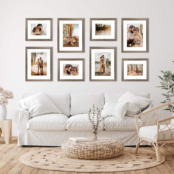 Photo wall frame set display of wedding photos