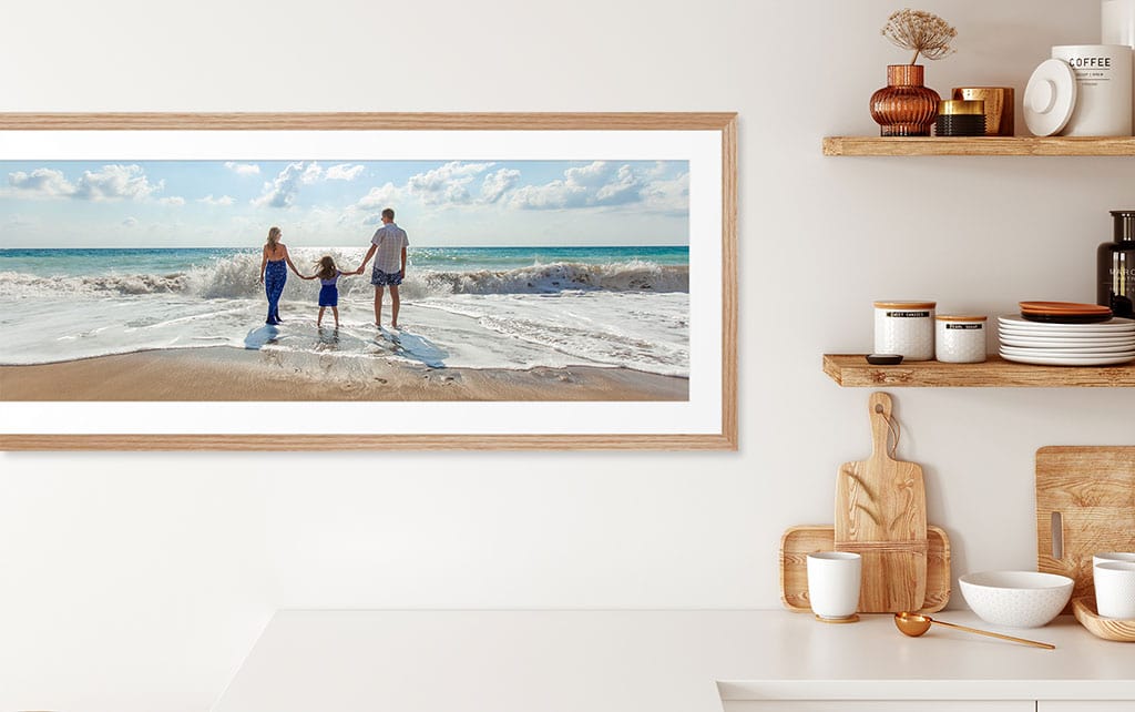 Panoramic Picture Frame of Family Photo on Kitchen Wall