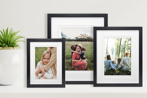  The Display Guys - 20x24 V-Series Low Profile Wooden Picture  Frames - 16x20 Mat - Plexiglass - Wall - Black - 6-Pack