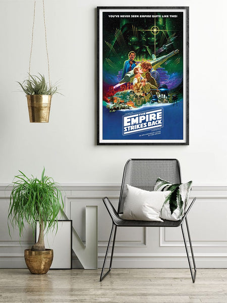 Framed Movie Poster in Black Frame on Wall