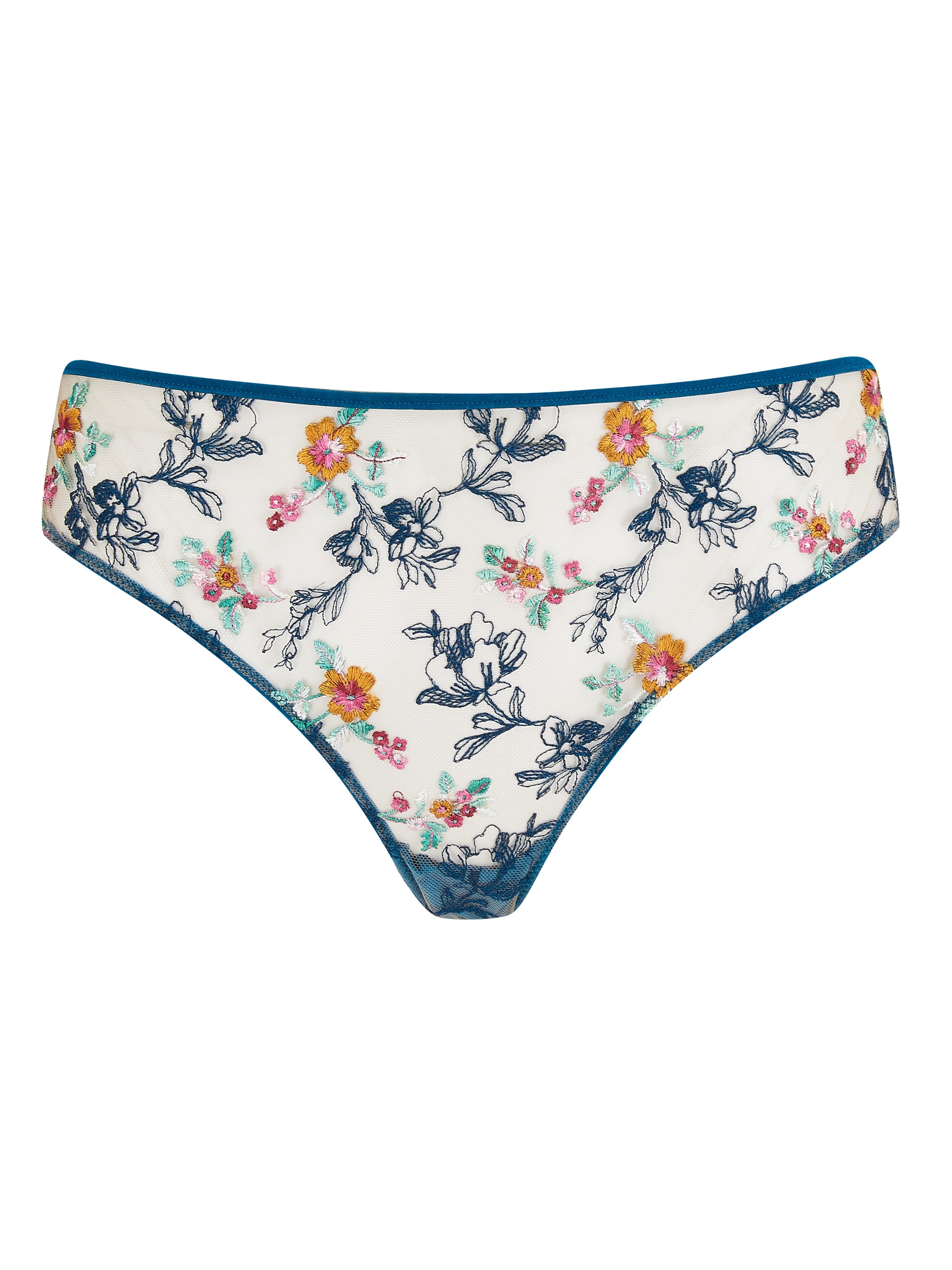 Evelyn cyan floral embroidered knickers - Katherine Hamilton
