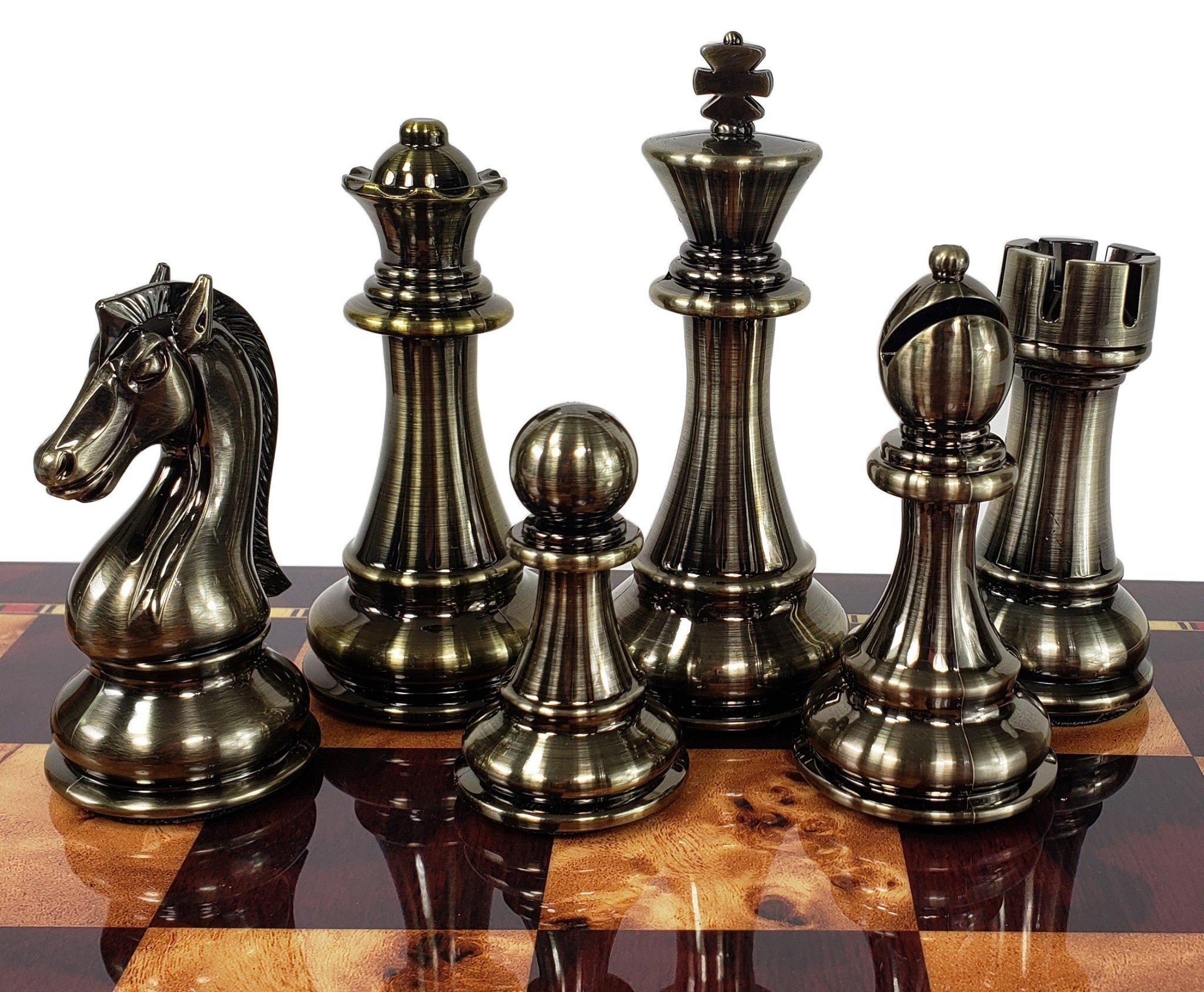 Brass Metal Antique Bronze And Brushed Gold Staunton French Chess Men Set  NO BRD