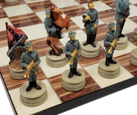  HPL US American Civil War Generals Chess Set with 17 Black and  White Faux Marble Storage Board : Toys & Games
