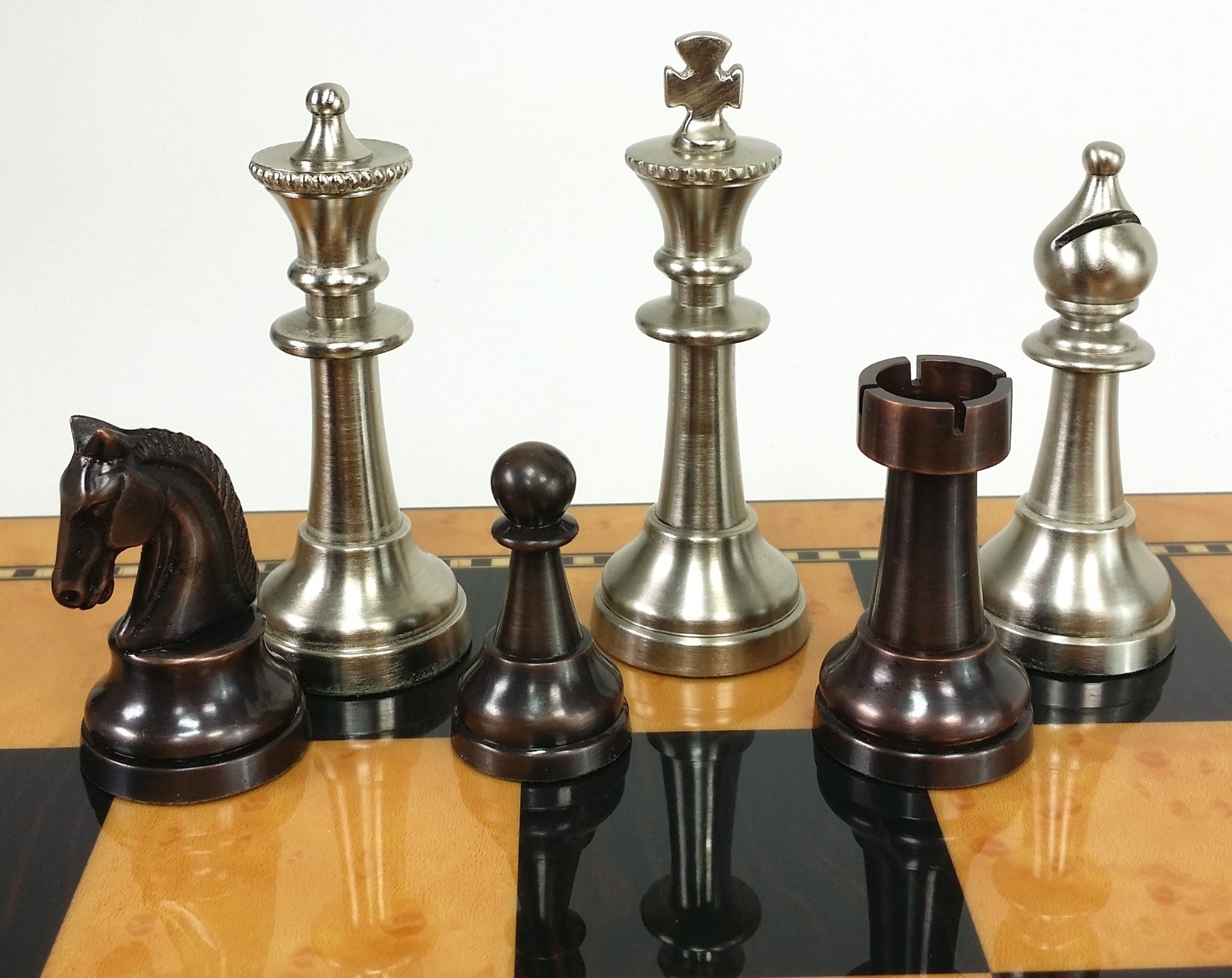 Brass Metal Antique Bronze And Brushed Gold Staunton French Chess Men Set  NO BRD