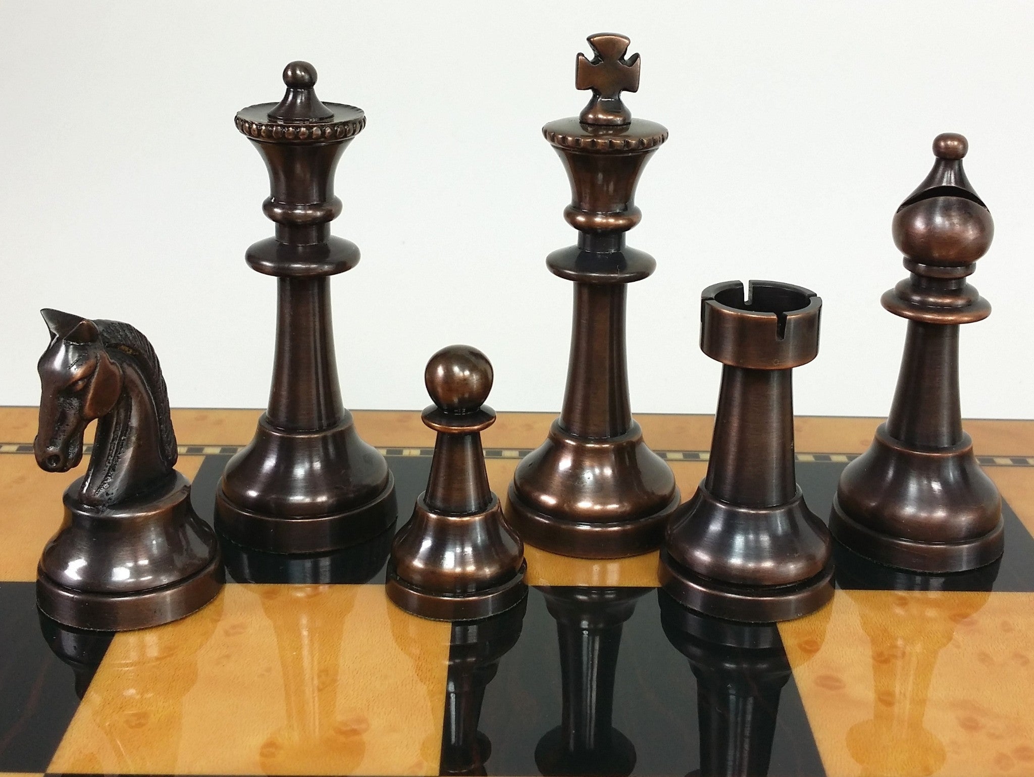 Brass Metal Antique Bronze And Brushed Gold Staunton French Chess Men Set  NO BRD