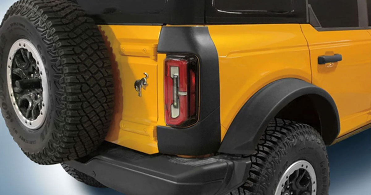 Back of yellow Ford Bronco