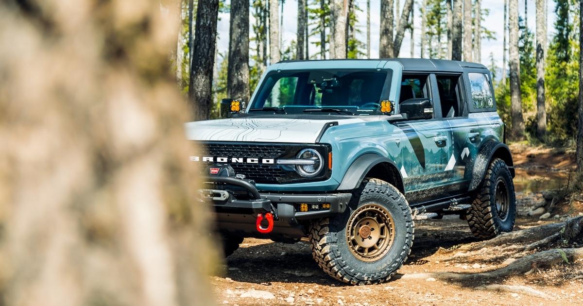 ford bronco in the forest