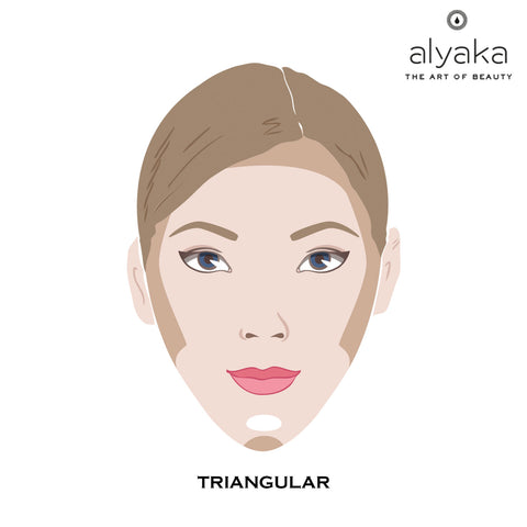Contouring guide for a triangular face. Makeup applying rules