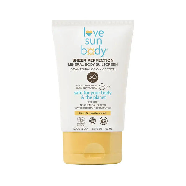 Love Sun Body Sheer Perfection Mineral Body Sunscreen SPF30 Tiare & Vanilla Scent 90ml