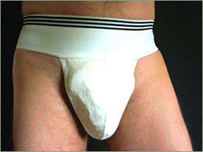 The Jim Sport athletic supporter from Spain has a terrycloth cup pocket and was made in the early 1960s. 