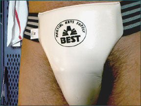 Designed for martial arts, the Best padded, tuck-under groin guard is from Best Martial Arts Supply. 