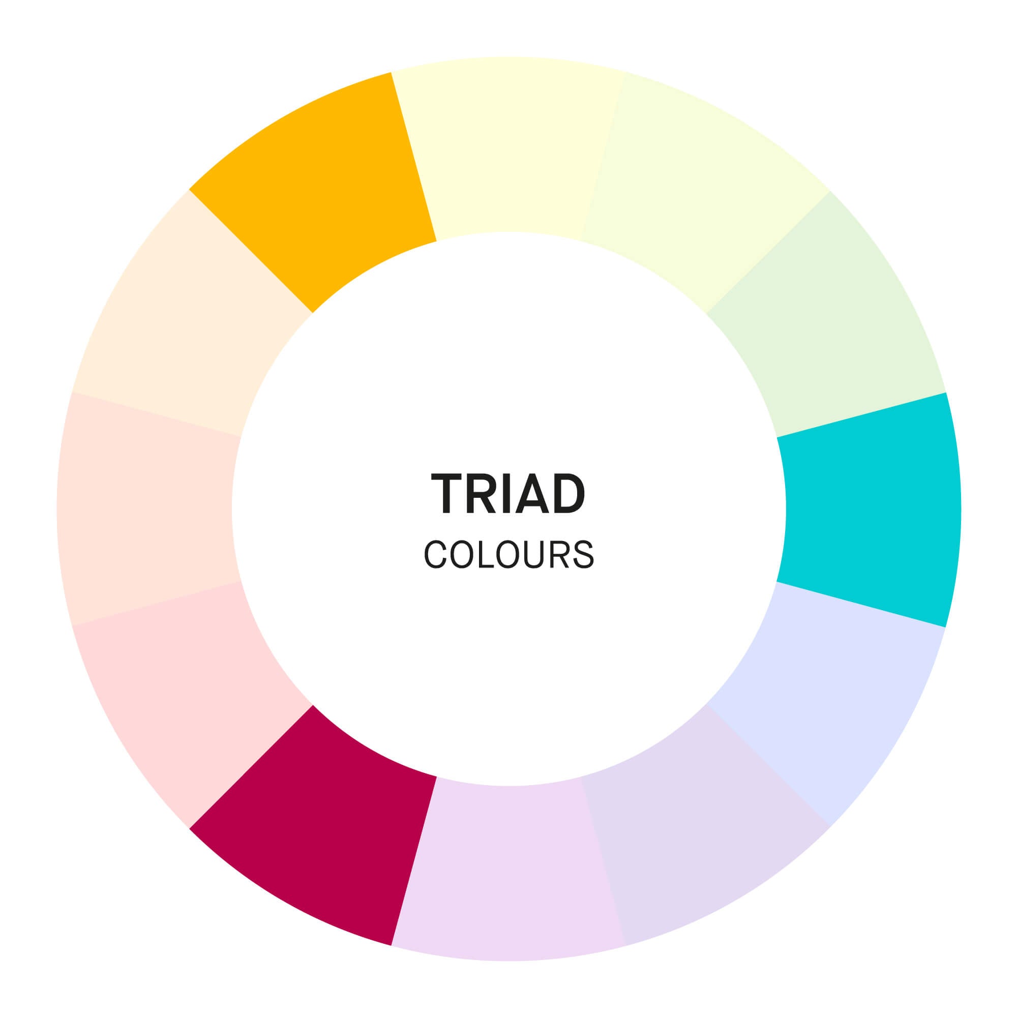 bold triad complementary colour wheel diagram