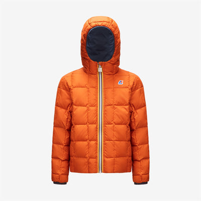 Jackets Boy P. JACQUES THERMO PLUS.2 DOUBLE Short BLUE DEPTH - ORANGE RUST Dressed Front (jpg Rgb)	