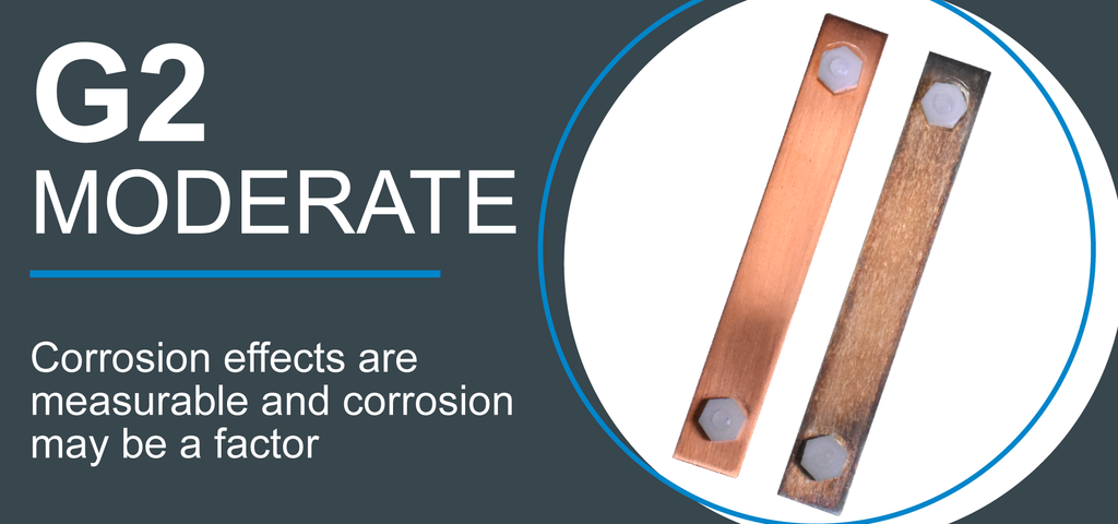 G2 Moderate: Corrosion effects are measurable and corrosion may be a factor