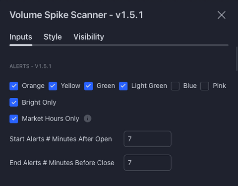 TradingView Volume Spike Scanner Alert Settings
