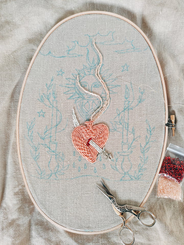 Bead embroidery process using a water soluble marker by Jennifer Christie of Wandering Coast