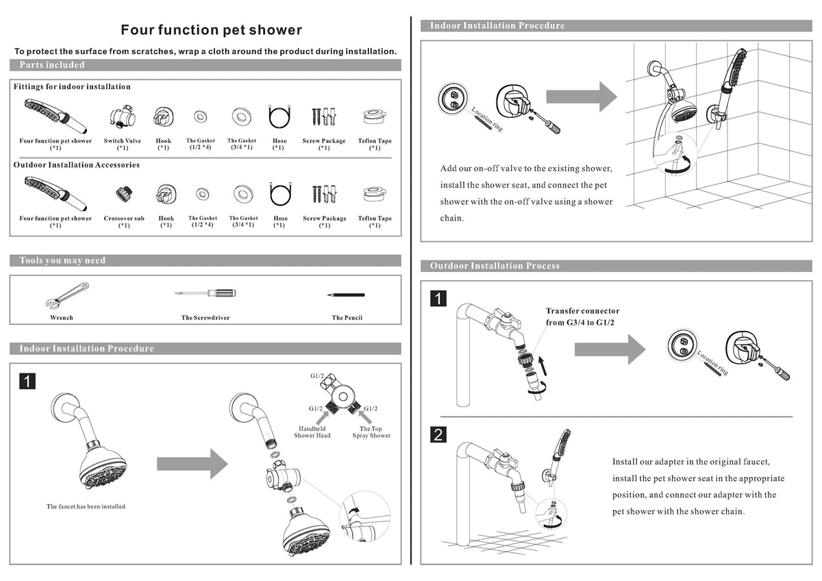 Rainovo Pet Shower Kit