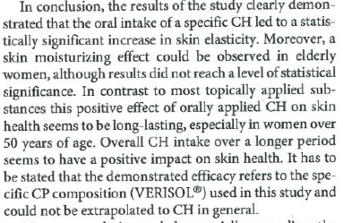 Conclusie: bioactief collageen peptides Verisol hebben een positief effect op de huid, zowel  rimpels als algemene dermale matrix