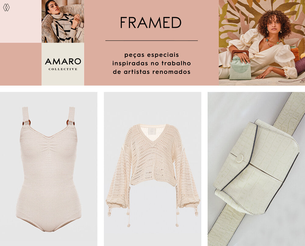 PRODUTOS:  Framed maiô mamelles ,  Framed tricot cropped bonlier ,  Framed pochete smith.