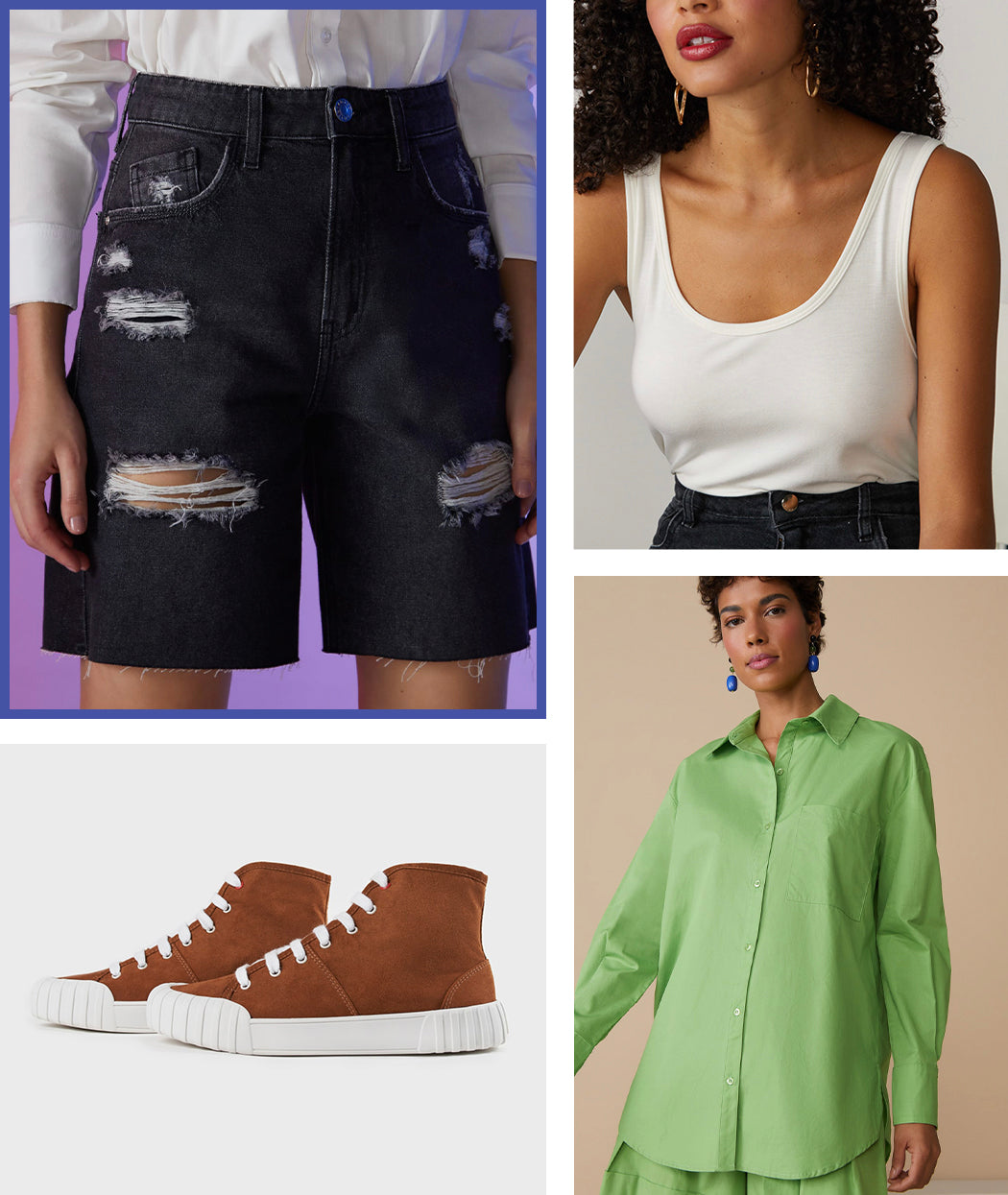 Look skatista feminino com bermuda