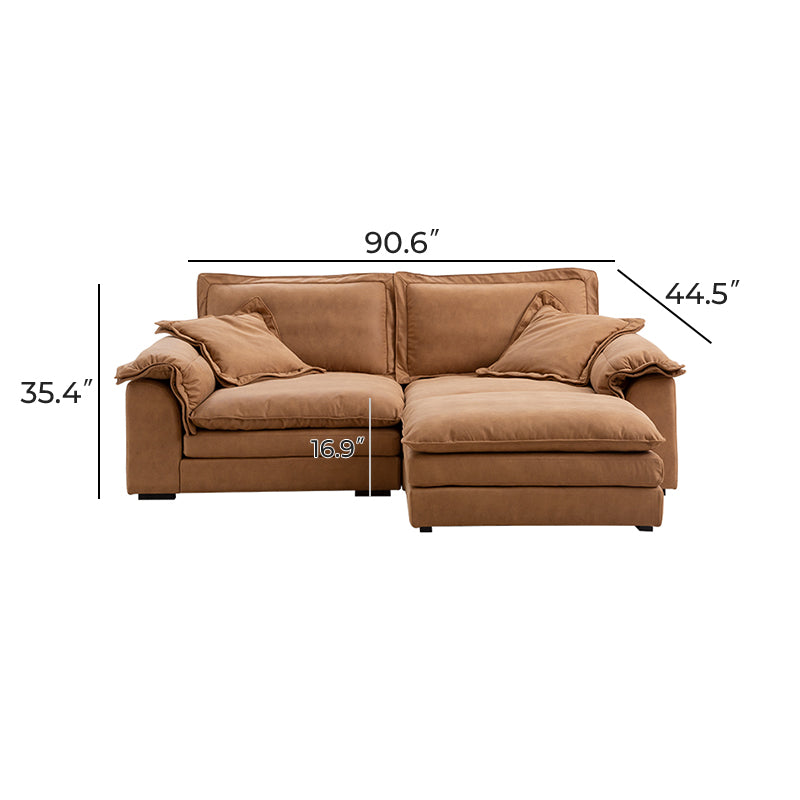Modern Deep Oversized Seat Air Leather Sofa Filled With Down Fabric ...
