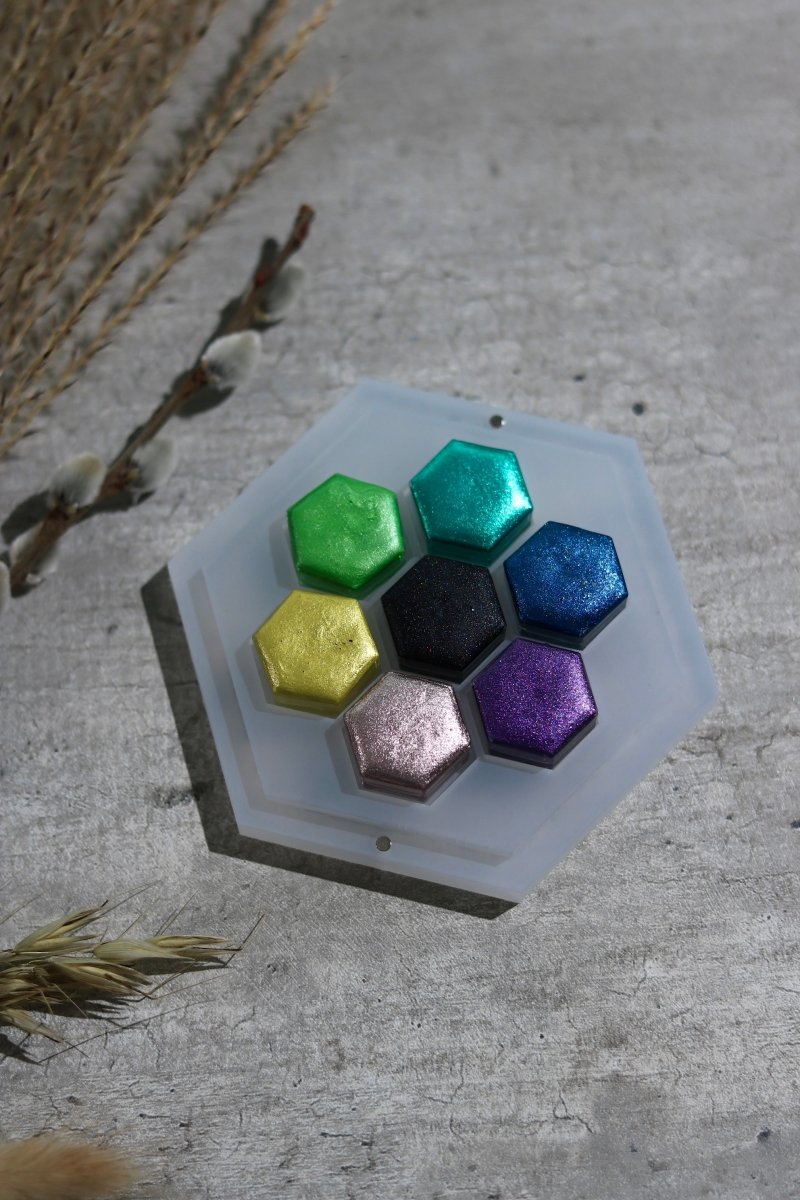 Pure Prism - seven handmade metallic holographic watercolors - Lisilinka