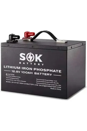 SOK Battery 100Ah 12V LiFePO4 Deep Cycle Battery - Renewable Outdoors - 12v Deep Cycle Battery 100ah