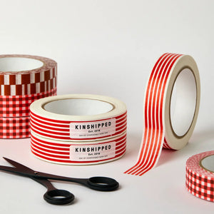 Compostable Paper Tape ~ Red Horizontal Lines - Green Bean Boutique